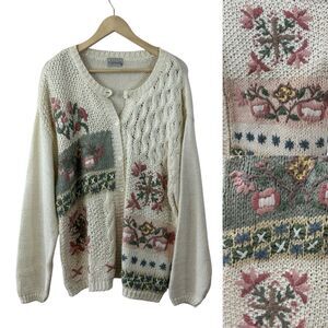 Vintage Cottagecore Grandma Basic Editions X-Large Oversized Sweater Womens READ